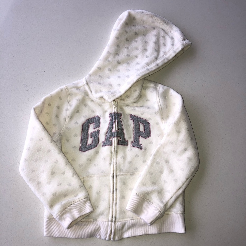 **SOLD** babyGAP Girls Hooded Zip Up Ivory Sweater
